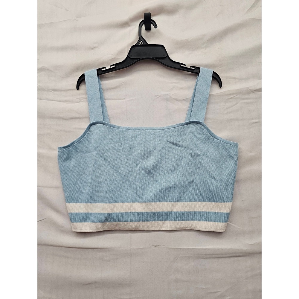 Edited by Remi Bader Womens Striped Tank Top Blue Viscose Blend Casual Size 2X